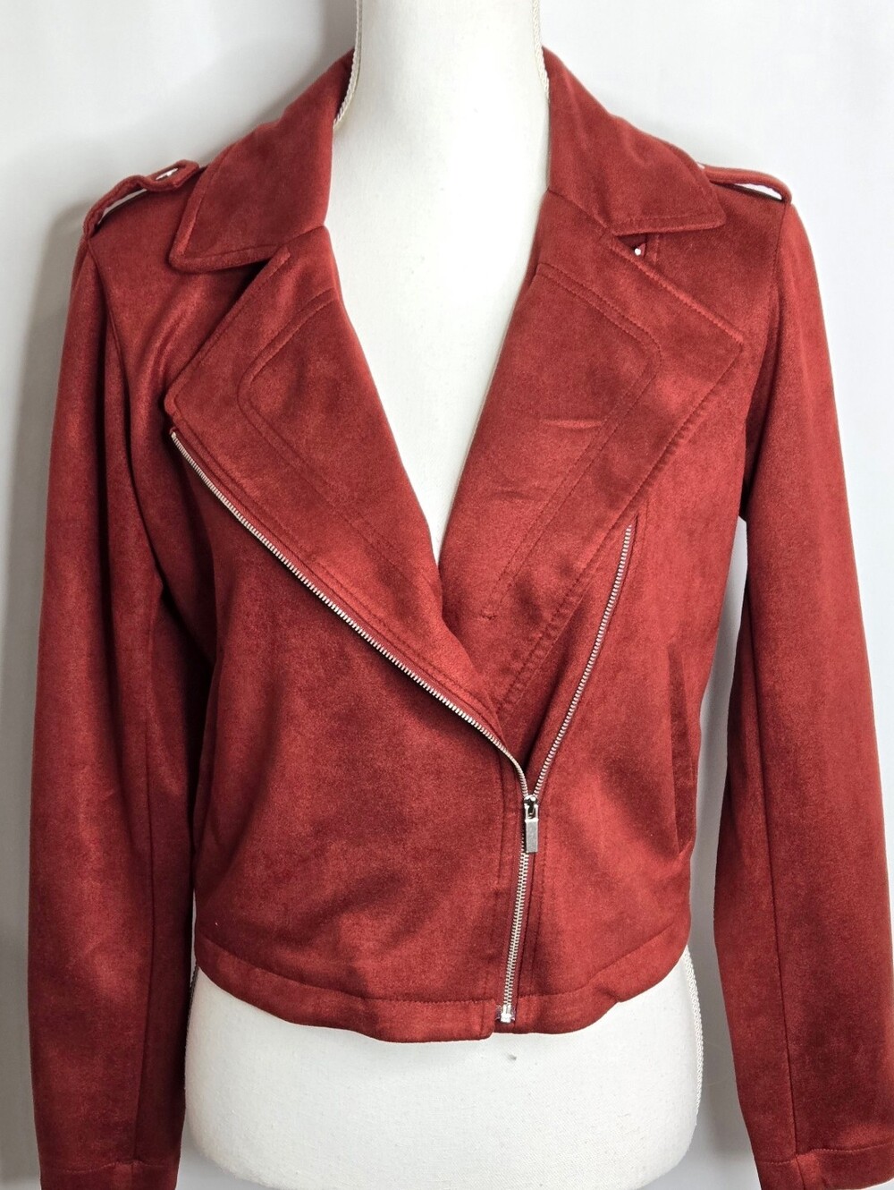 LC Lauren Conrad Rust Faux Suede Moto Jacket Asymmetrical Zip NWOT S
